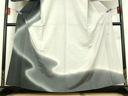平和屋着物▽本塩沢 やまだ織 訪問着 染色作家 桐村博 単衣 霞文 暈し染め 正絹 逸品 AABF3797jh