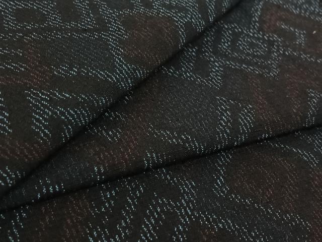 平和屋着物▽上質な紬 単衣 幾何学文様 正絹 逸品 AABF3799jh