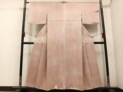 平和屋着物■上質な小紋 花青海波地紋 暈し染め 正絹 逸品 AABF3889ph