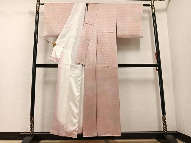 平和屋着物■上質な小紋 花青海波地紋 暈し染め 正絹 逸品 AABF3889ph