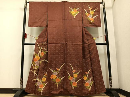 平和屋着物■訪問着 草花 金彩 金通し地 正絹 逸品 AABF3907ph