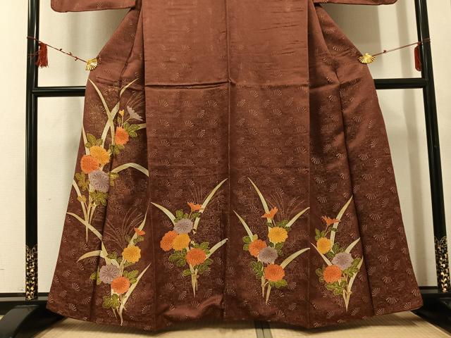 平和屋着物■訪問着 草花 金彩 金通し地 正絹 逸品 AABF3907ph