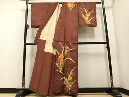 平和屋着物■訪問着 草花 金彩 金通し地 正絹 逸品 AABF3907ph