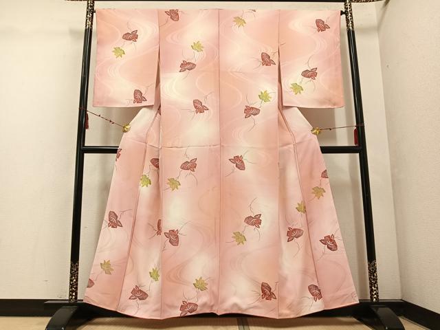 平和屋着物■上質な小紋 流水花文 暈し染め 正絹 逸品 未使用 AABF3917ph