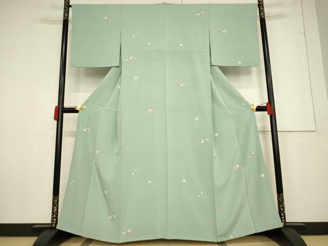 平和屋着物●上質な小紋 友禅 花菱文 正絹 逸品 AABF3930ck