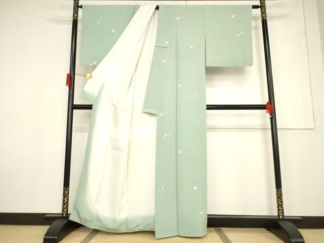 平和屋着物●上質な小紋 友禅 花菱文 正絹 逸品 AABF3930ck