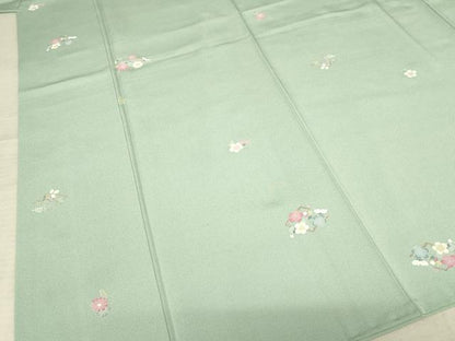 平和屋着物●上質な小紋 友禅 花菱文 正絹 逸品 AABF3930ck