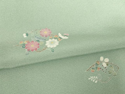 平和屋着物●上質な小紋 友禅 花菱文 正絹 逸品 AABF3930ck