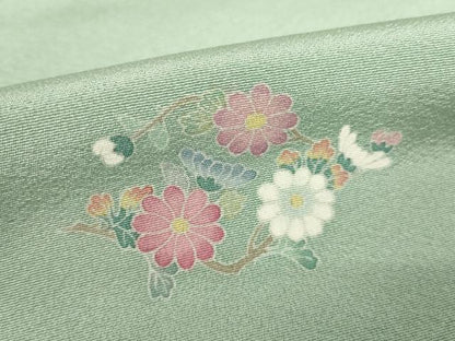 平和屋着物●上質な小紋 友禅 花菱文 正絹 逸品 AABF3930ck