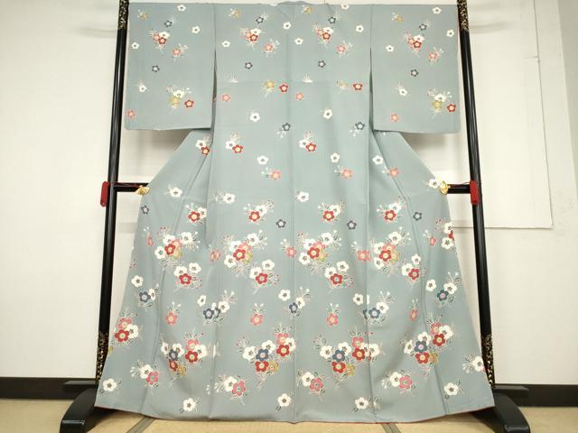 平和屋着物●訪問着 型染め 舞花文 正絹 逸品 AABF3931ck