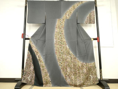 平和屋着物●訪問着 更紗花文 正絹 逸品 AABF3933ck