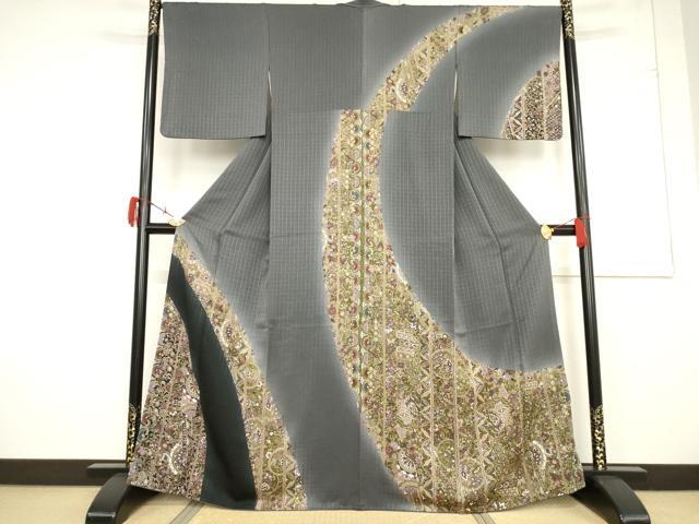 平和屋着物●訪問着 更紗花文 正絹 逸品 AABF3933ck