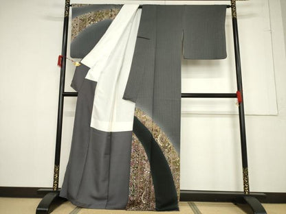 平和屋着物●訪問着 更紗花文 正絹 逸品 AABF3933ck