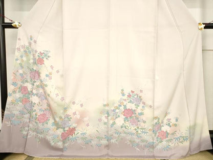 平和屋着物●訪問着 友禅 草花文 暈し染め 金彩 ますいわ屋扱い 正絹 逸品 AABF3934ck