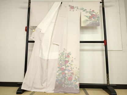 平和屋着物●訪問着 友禅 草花文 暈し染め 金彩 ますいわ屋扱い 正絹 逸品 AABF3934ck