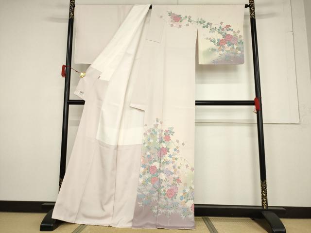 平和屋着物●訪問着 友禅 草花文 暈し染め 金彩 ますいわ屋扱い 正絹 逸品 AABF3934ck