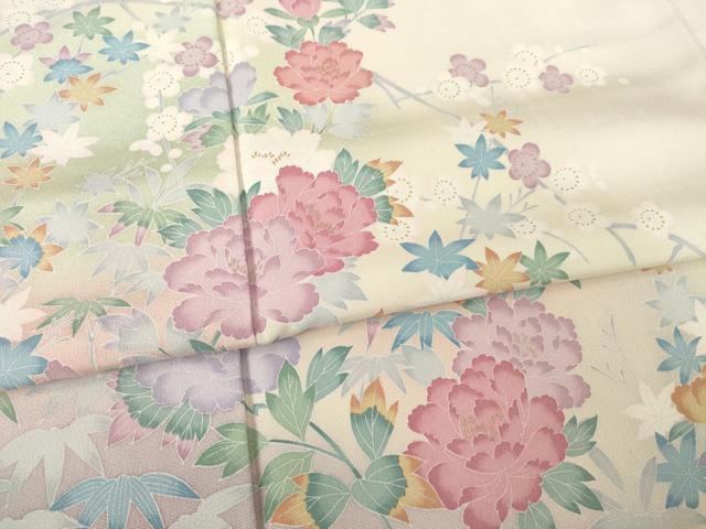 平和屋着物●訪問着 友禅 草花文 暈し染め 金彩 ますいわ屋扱い 正絹 逸品 AABF3934ck