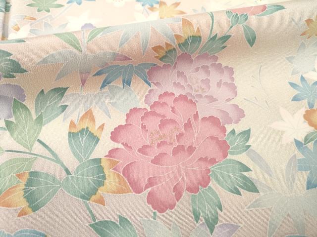 平和屋着物●訪問着 友禅 草花文 暈し染め 金彩 ますいわ屋扱い 正絹 逸品 AABF3934ck