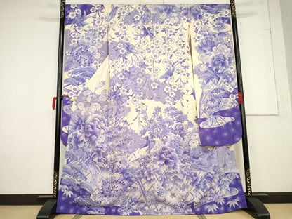 平和屋着物●豪華振袖　総絞り　花鳥文　正絹　逸品　AABF3935ck