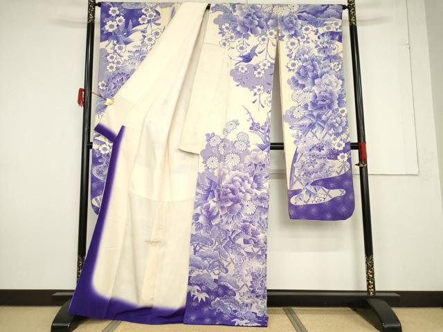 平和屋着物●豪華振袖　総絞り　花鳥文　正絹　逸品　AABF3935ck