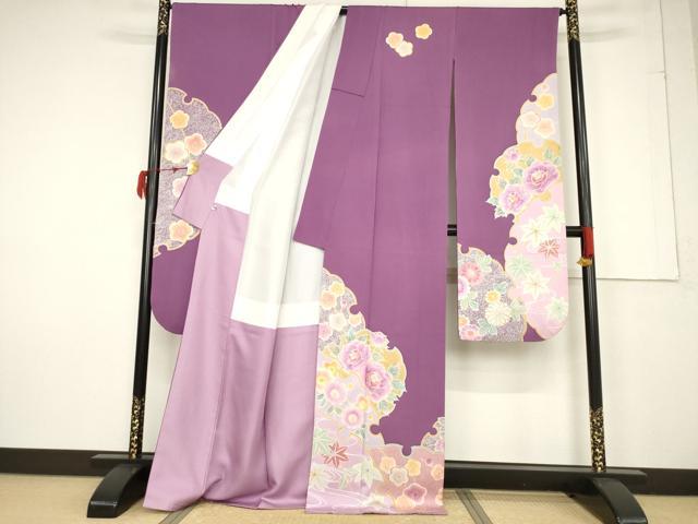 平和屋着物●豪華振袖 雪輪重ね花文 金彩 正絹 逸品 AABF3936ck