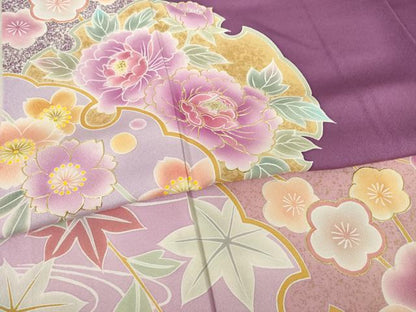 平和屋着物●豪華振袖 雪輪重ね花文 金彩 正絹 逸品 AABF3936ck