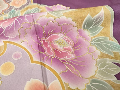 平和屋着物●豪華振袖 雪輪重ね花文 金彩 正絹 逸品 AABF3936ck