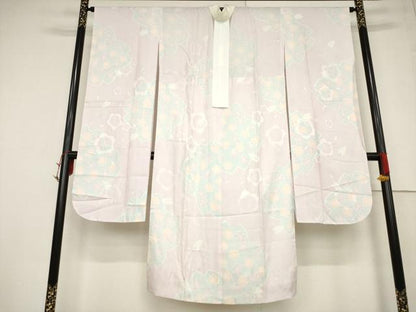 平和屋着物●振袖用長襦袢　無双仕立て　舞花文　半衿刺繍　正絹　逸品　AABF3937ck