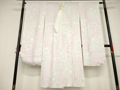 平和屋着物●振袖用長襦袢　無双仕立て　舞花文　半衿刺繍　正絹　逸品　AABF3937ck