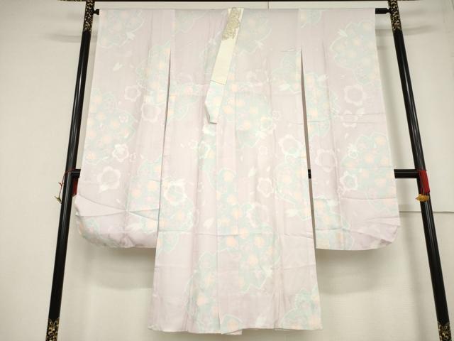 平和屋着物●振袖用長襦袢　無双仕立て　舞花文　半衿刺繍　正絹　逸品　AABF3937ck
