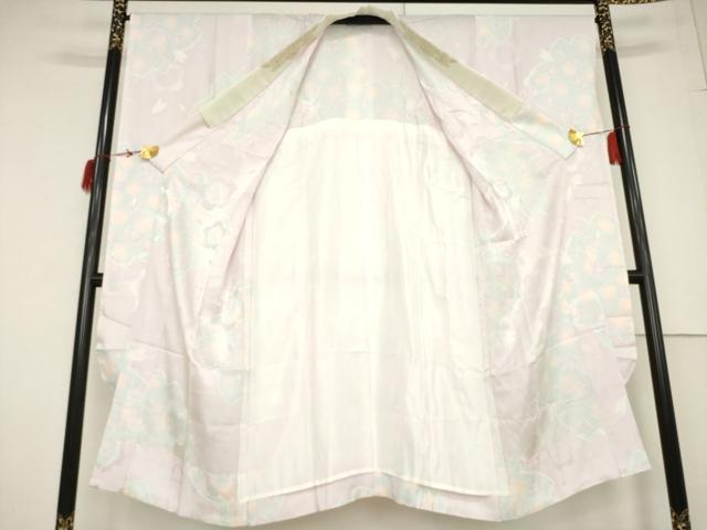 平和屋着物●振袖用長襦袢　無双仕立て　舞花文　半衿刺繍　正絹　逸品　AABF3937ck