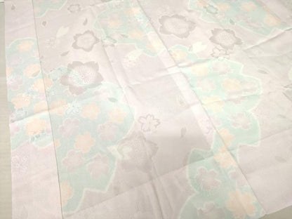 平和屋着物●振袖用長襦袢　無双仕立て　舞花文　半衿刺繍　正絹　逸品　AABF3937ck