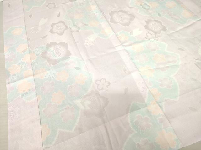 平和屋着物●振袖用長襦袢　無双仕立て　舞花文　半衿刺繍　正絹　逸品　AABF3937ck