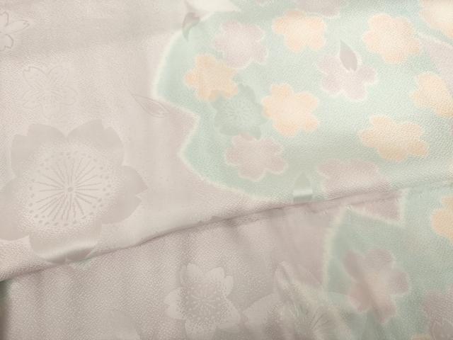 平和屋着物●振袖用長襦袢　無双仕立て　舞花文　半衿刺繍　正絹　逸品　AABF3937ck