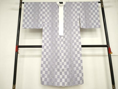 平和屋着物●長襦袢　無双仕立て　市松花間道　正絹　逸品　AABF3938ck