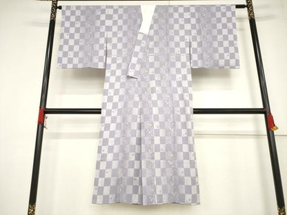 平和屋着物●長襦袢　無双仕立て　市松花間道　正絹　逸品　AABF3938ck