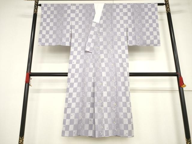 平和屋着物●長襦袢　無双仕立て　市松花間道　正絹　逸品　AABF3938ck