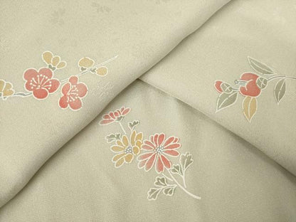 平和屋着物●長襦袢 袷 舞花文 正絹 逸品 AABF3939ck