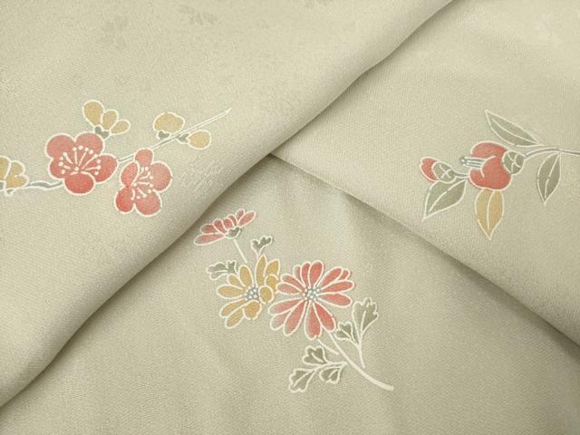 平和屋着物●長襦袢 袷 舞花文 正絹 逸品 AABF3939ck