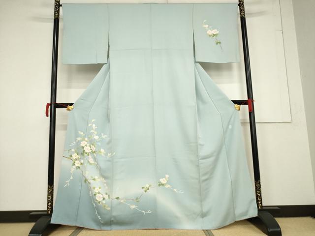 平和屋着物●本加賀友禅作家　南克治　訪問着　枝花文　暈し染め　正絹　逸品　AABF3941ck