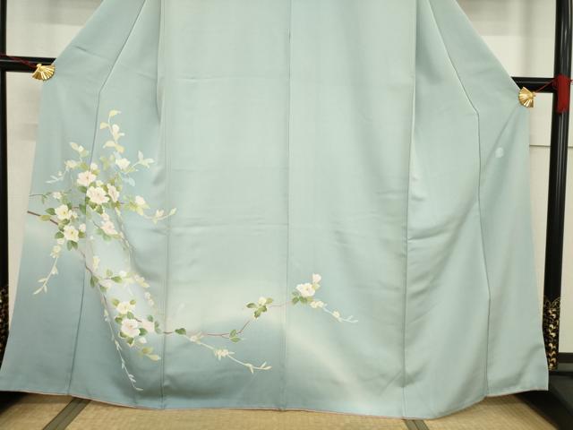 平和屋着物●本加賀友禅作家　南克治　訪問着　枝花文　暈し染め　正絹　逸品　AABF3941ck