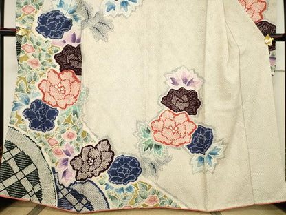 平和屋着物●名門　藤娘きぬたや・総絞り　振袖　花籬文　正絹　逸品　AABF3942ck