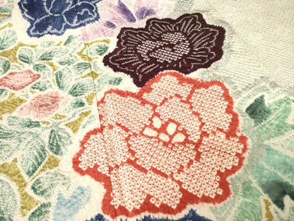 平和屋着物●名門　藤娘きぬたや・総絞り　振袖　花籬文　正絹　逸品　AABF3942ck