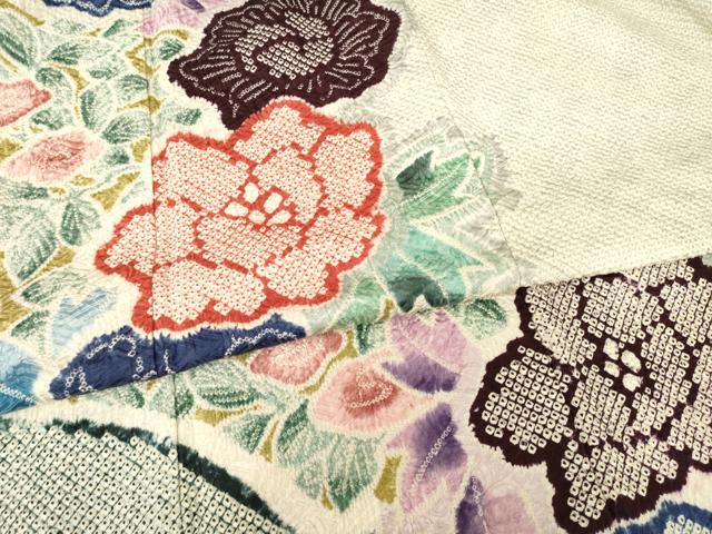 平和屋着物●名門　藤娘きぬたや・総絞り　振袖　花籬文　正絹　逸品　AABF3942ck