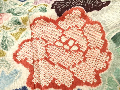 平和屋着物●名門　藤娘きぬたや・総絞り　振袖　花籬文　正絹　逸品　AABF3942ck