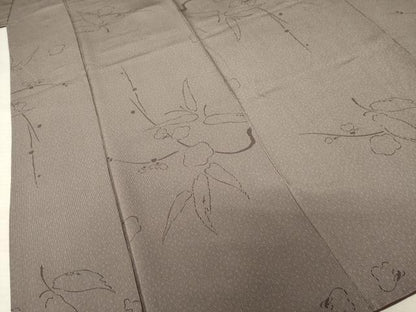平和屋着物●上質な小紋 竹縞 枝花文 正絹 逸品 AABF3943ck