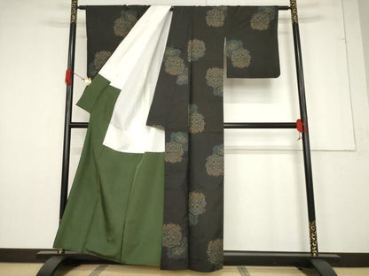 平和屋着物●本場大島紬 カタス9マルキ 地空き 鏡裏花鳥文 正絹 逸品 AABF3945ck