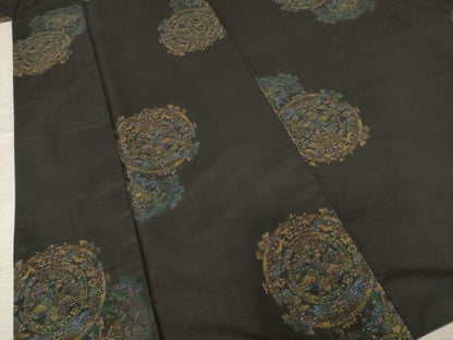 平和屋着物●本場大島紬 カタス9マルキ 地空き 鏡裏花鳥文 正絹 逸品 AABF3945ck