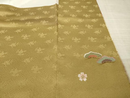 平和屋着物●訪問着 絞り 刺繍 流水扇面花文 金銀彩 正絹 逸品 未使用 AABF3946ck