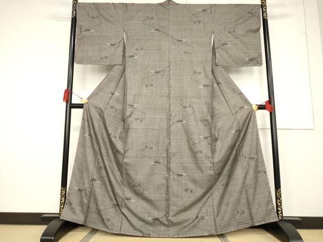 平和屋着物●本場大島紬 カタス9マルキ 草花文 正絹 逸品 AABF3947ck